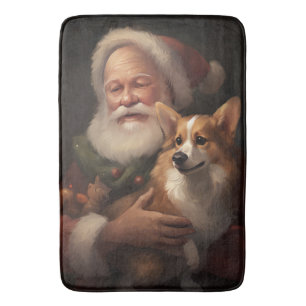 Corgi med Jultomten julafton Badrumsmatta