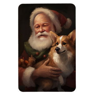 Corgi med Jultomten julafton Magnet