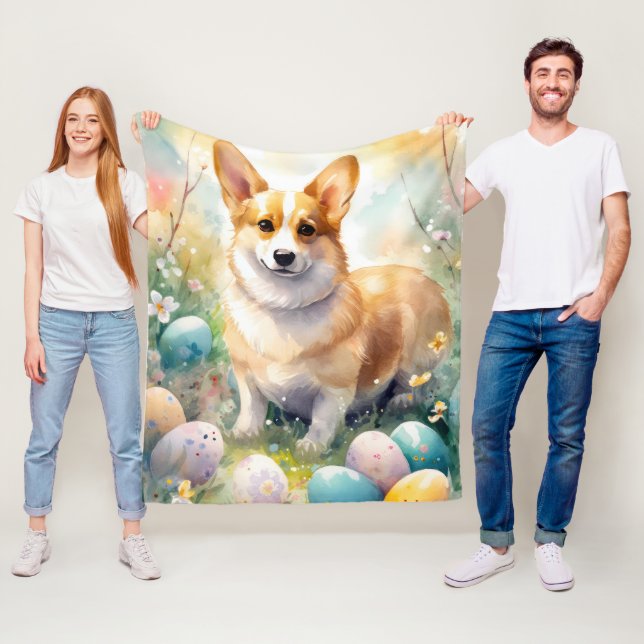 Corgi med Påskägg Helgdag Fleecefilt (På plats)