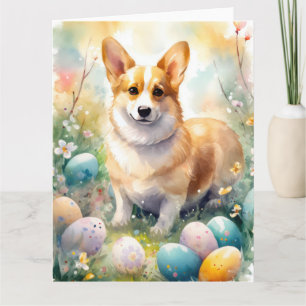 Corgi med Påskägg Helgdag Kort