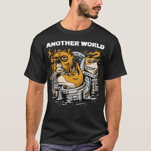 Corgi med raketer i rymden t shirt (Framsida)