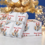 Corgi med Reindeer Antlers God jul Presentpapper<br><div class="desc">En glatt orgi med julrenar som går ut i luft. God jul hälsning</div>
