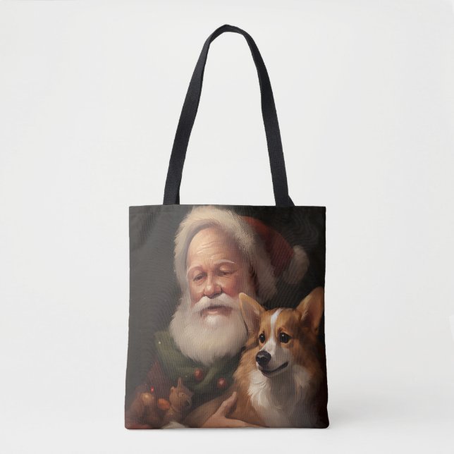 Corgi med tomte festlig jul tygkasse (Framsida)