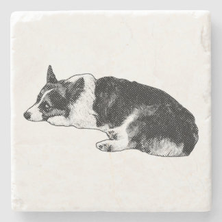 Corgi med tydlig fokus stenunderlägg