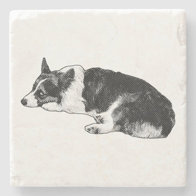 Corgi med tydlig fokus stenunderlägg (Framsidan)
