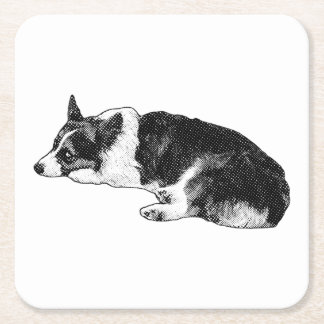 Corgi med tydlig fokus underlägg papper kvadrat