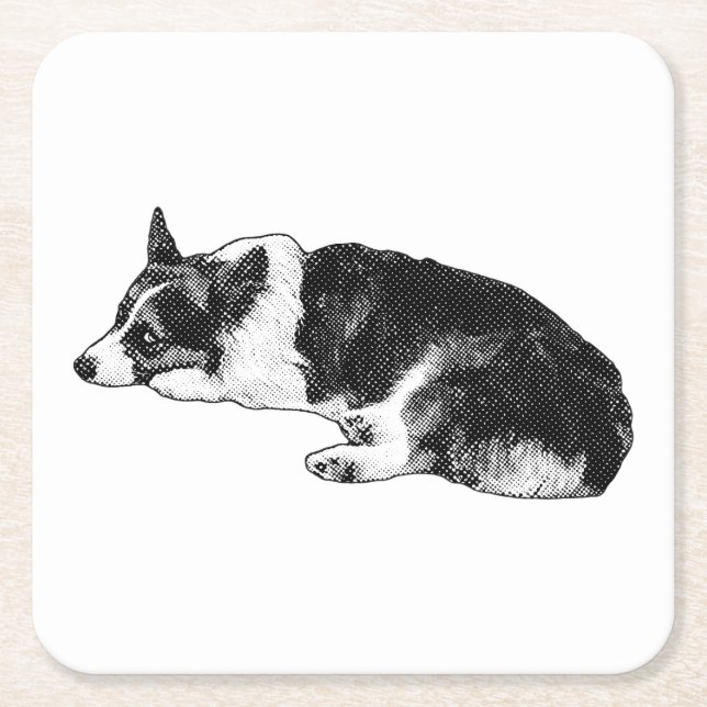 Corgi med tydlig fokus underlägg papper kvadrat (Framsidan)