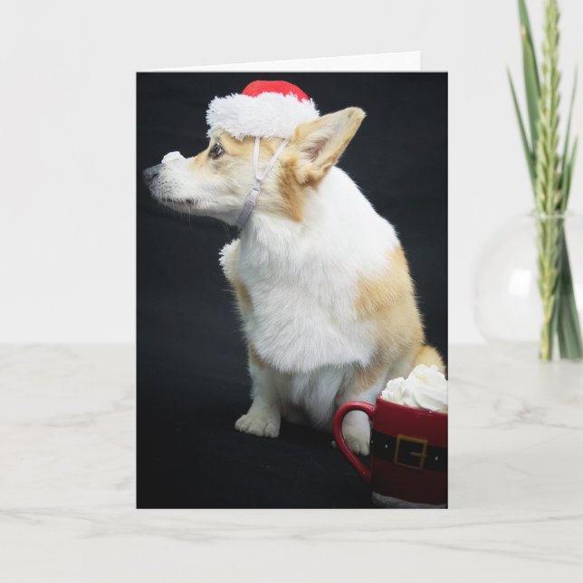 Corgi med vispad grädde på nosen jul kort (Framsida)