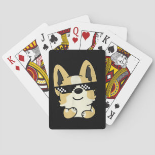 Corgi Meme Pixel Sunglasses Cute Hund Casinokort