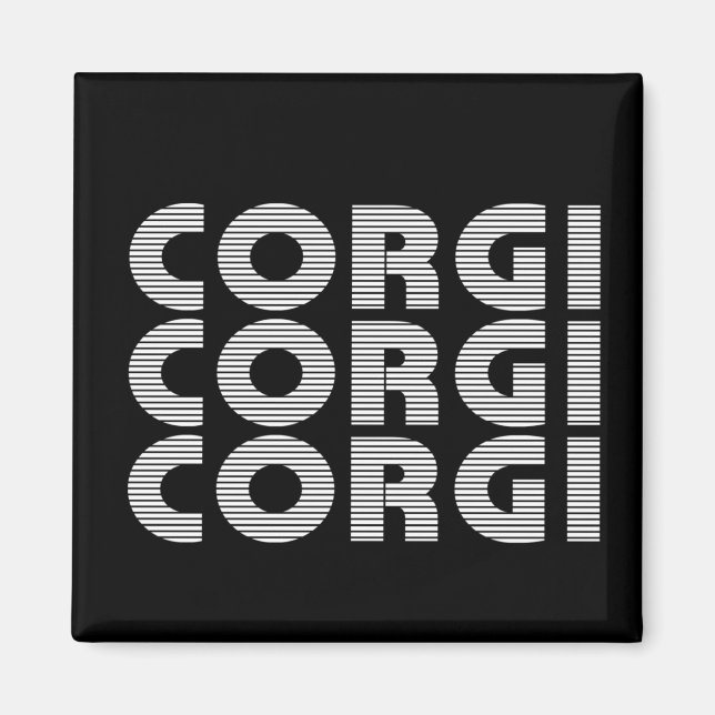 Corgi Modern White Text Magnet (Framsidan)