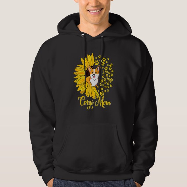 Corgi Mom Cute Corgi Dog Sunflower Happy Mother s  Hoodie (Framsida)