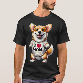 Corgi Mom I Love Mom Corgi Lover T Shirt