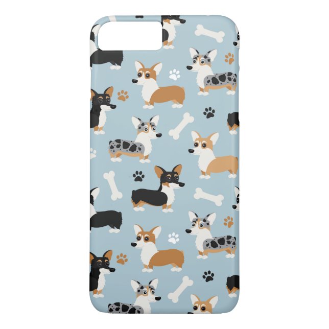 Corgi Mönster Blue Case-Mate iPhone Skal (Baksida)