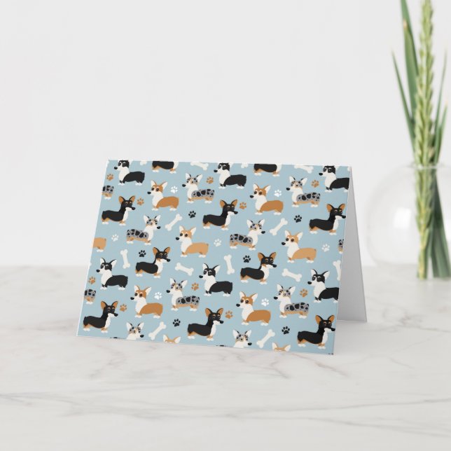 Corgi Mönster Blue Helgkort (Framsida)