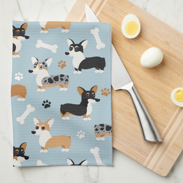 Corgi Mönster Blue Kökshandduk (Vikt i Fjärdedel)