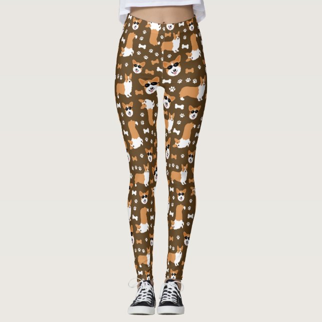 Corgi Mönster Cute Welsh Pembroke Corgis Leggings (Framsida)