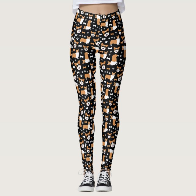Corgi Mönster Cute Welsh Pembroke Corgis Leggings (Framsida)