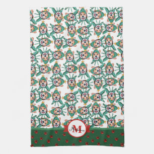 Corgi Mönster Monogram Jul Hund Kök Handduk Kökshandduk