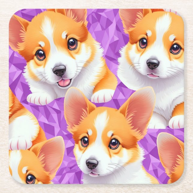 Corgi mönster underlägg papper kvadrat (Framsidan)