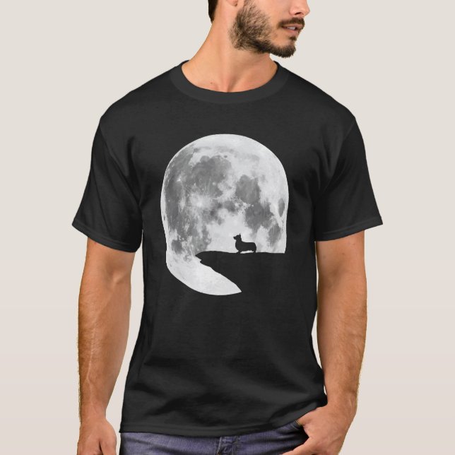 Corgi Moon Hundras Halloween T-shirt (Framsida)