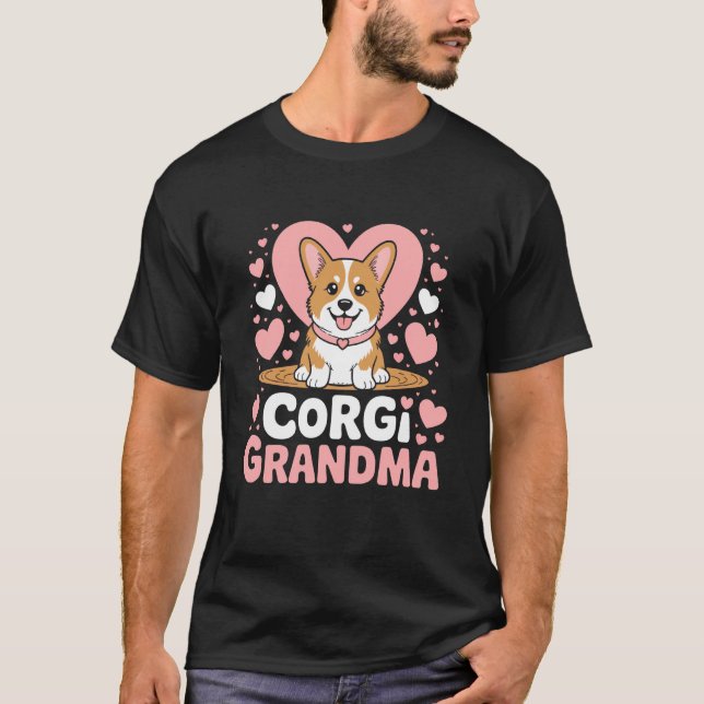 Corgi Mormor Söt Hund Älskare T Shirt (Framsida)
