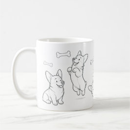 Corgi Mugg Söt Handritad Hund Kaffe Mugg