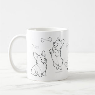 Corgi Mugg Söt Handritad Hund Kaffe Mugg
