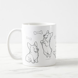 Corgi Mugg Söt Handritad Hund Kaffe Mugg