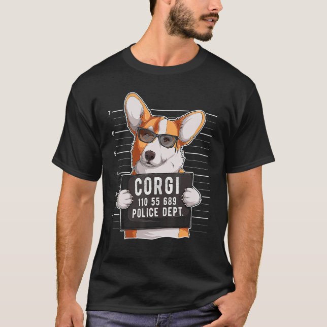 Corgi Mugshot Hund T Shirt (Framsida)