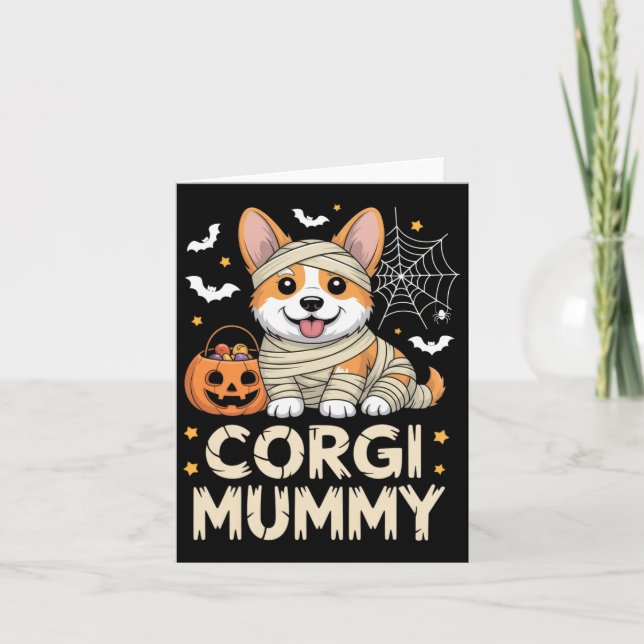 Corgi Mummy Funny Halloween Hund älskare Costume f Kort (Framsida)