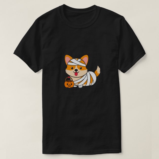 Corgi Mummy Halloween T Shirt (Design framsida)