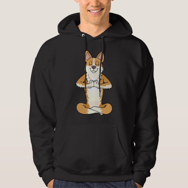 Corgi Namaste Yoga Hoodie (Framsida)