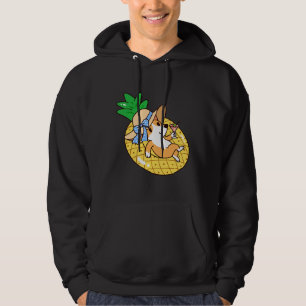 Corgi och ananas Bassäng Flyter Hoodie