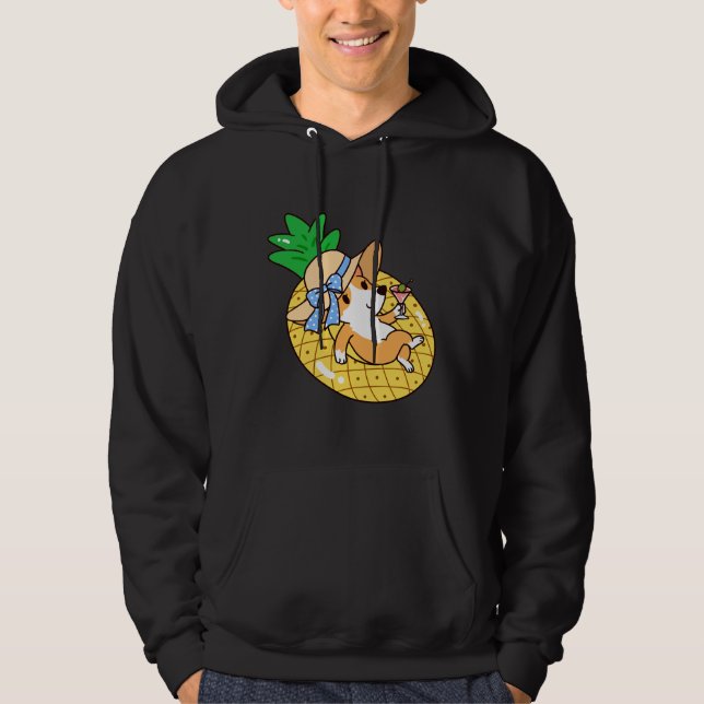Corgi och ananas Bassäng Flyter Hoodie (Framsida)