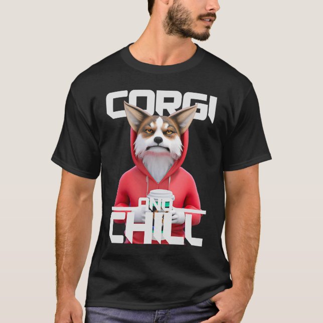 Corgi och Chill på kaffebröak T Shirt (Framsida)