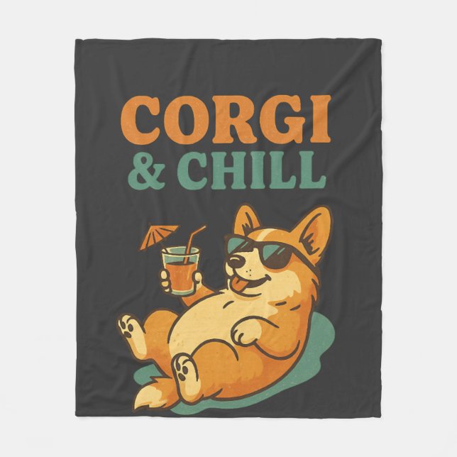 Corgi och chilla fleecefilt (Framsidan)