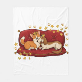 Corgi och Dachshundfilt - Royal Dogs Älskare Prese Fleecefilt