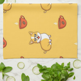 Corgi och kaffe Mönster Kökshandduk