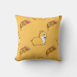 Corgi Och Pizzabitmönster Kudde