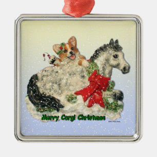 Corgi- och ponnyjulprydnad julgransprydnad metall