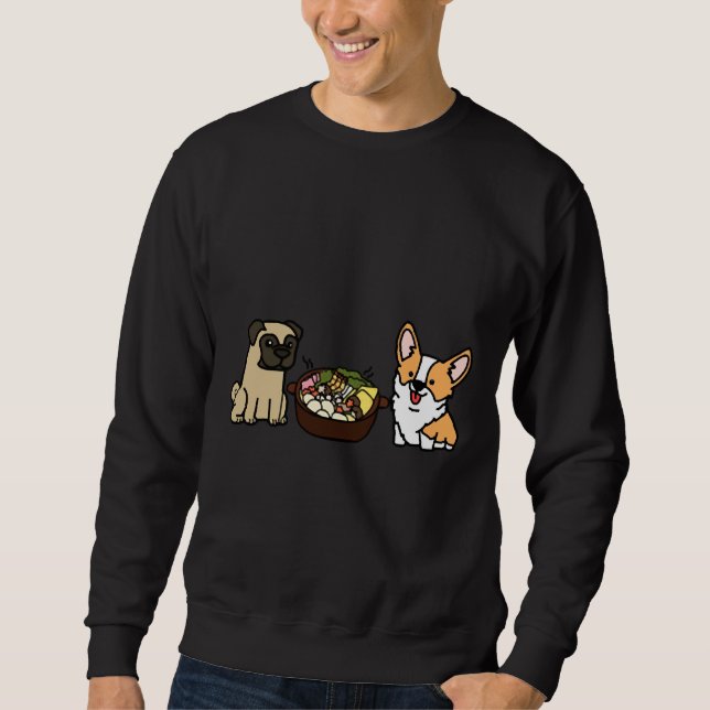 Corgi och Pug Hotpot Lång Ärmad Tröja (Framsida)