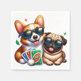 Corgi- och Pug Uno-kortspel Pappersservett