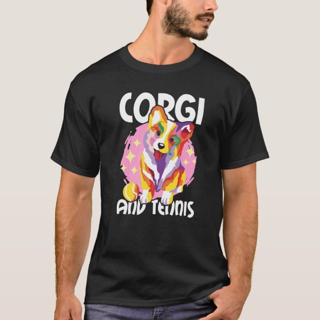 Corgi och Tennis T Shirt (Framsida)