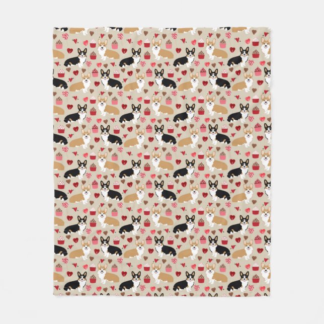 Corgi och Tri Corgivalentines day Fleecefilt (Framsidan)