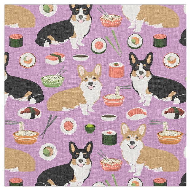 Corgi och trifärgade corgi sushi-hund tyg (Närbild)