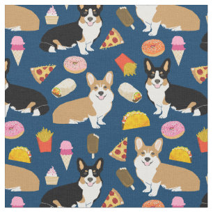 Corgi- och trifärgat corgi-skräppost tyg