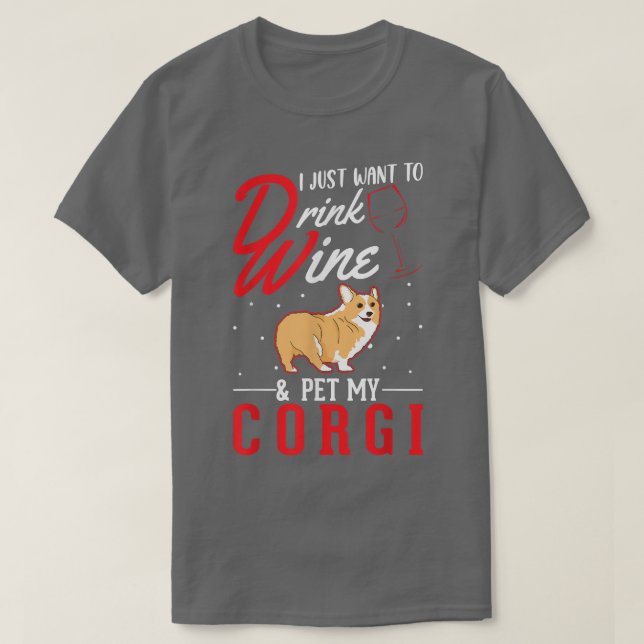 Corgi och Vin T Shirt (Design framsida)