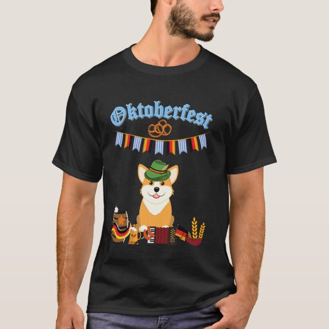 Corgi Oktoberfest T Shirt (Framsida)