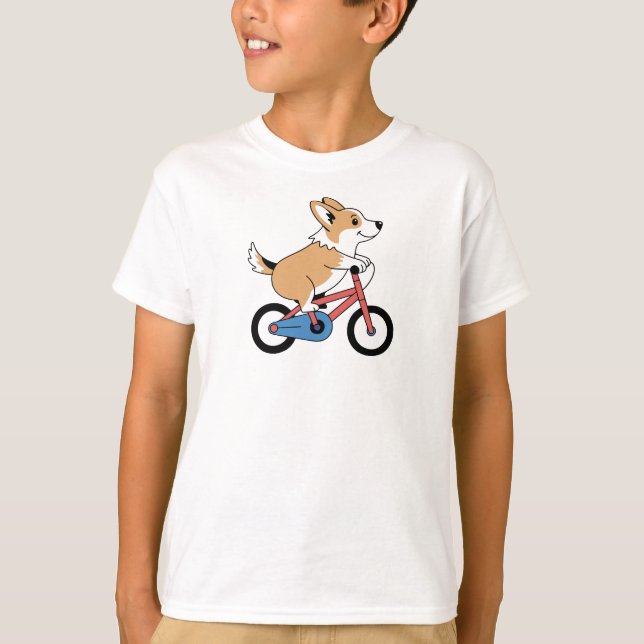 Corgi on a Bicycle T Shirt (Framsida)