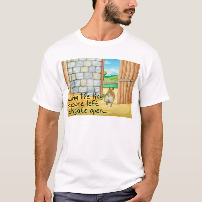 Corgi "öppen grind…", Manar TShirt Tee Shirt (Framsida)